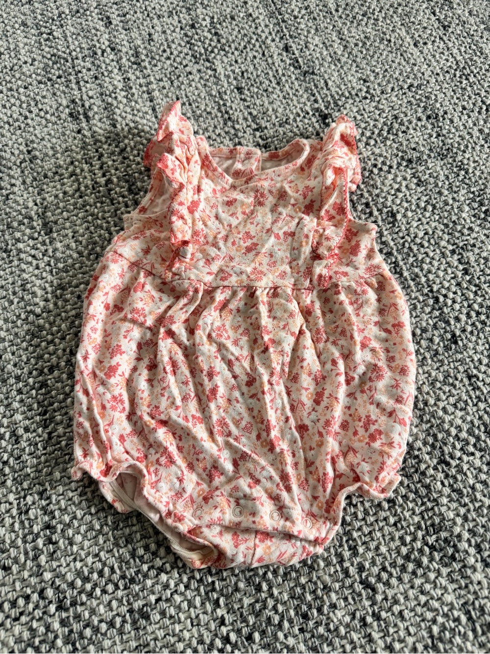 Janie and Jack Pink and Peach Floral Snap Romper
